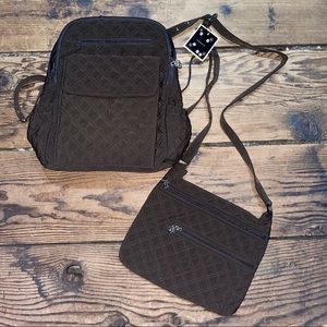 Brown Quilted Vera Bradley Backpack & Sling Bag